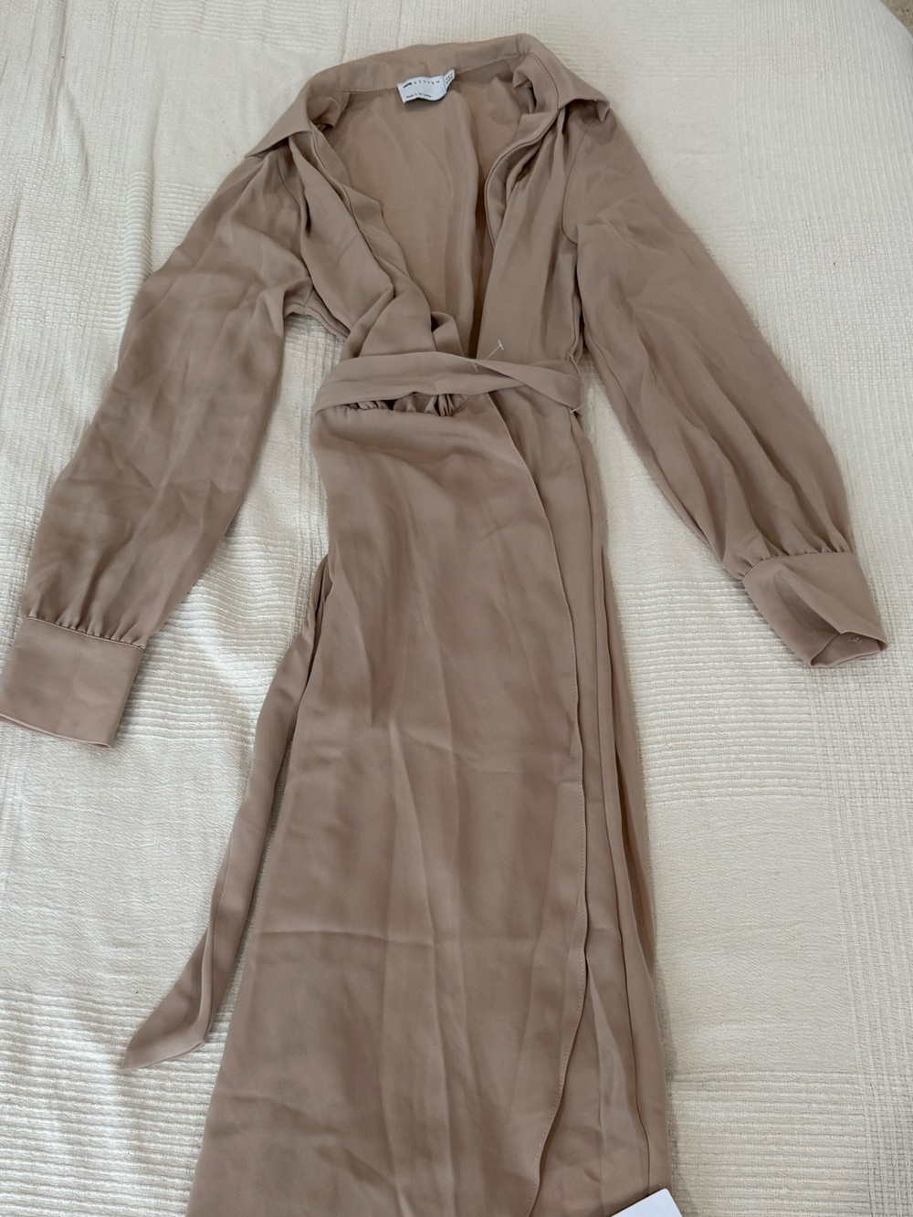 ASOS Tan wrap Dress with Collar